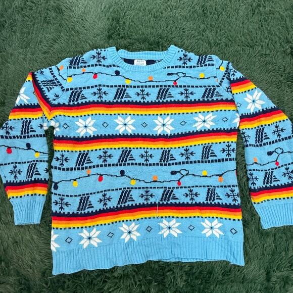 Aldi Gear Sweater Mens XL Blue Crew Neck Long Sleeves Ugly Christmas Pullover - Picture 1 of 10